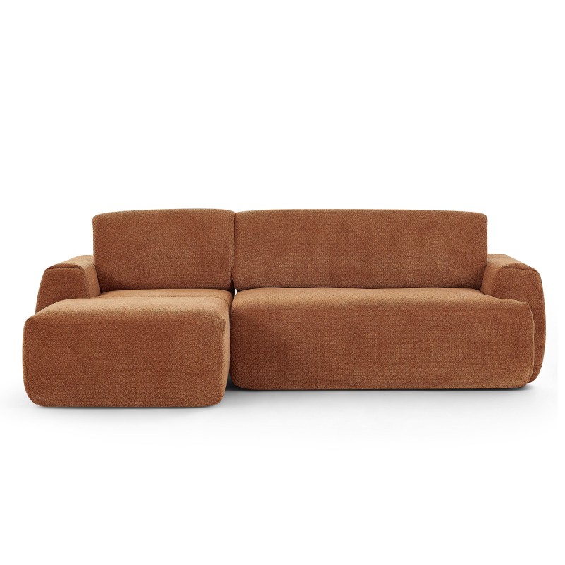 Canapé d'angle gauche compressé WESTA 4 places tissu chenille terracotta