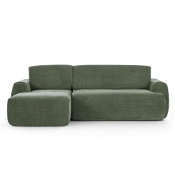 Canapé d'angle gauche compressé WESTA 4 places tissu chenille vert