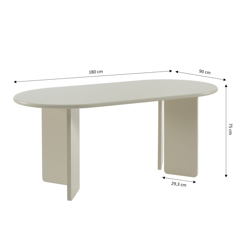 Ovaler Esstisch SONIA, lackiert in Kaschmir