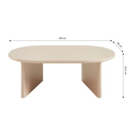 Ovaler Couchtisch KARIA in Beige-Lackoptik