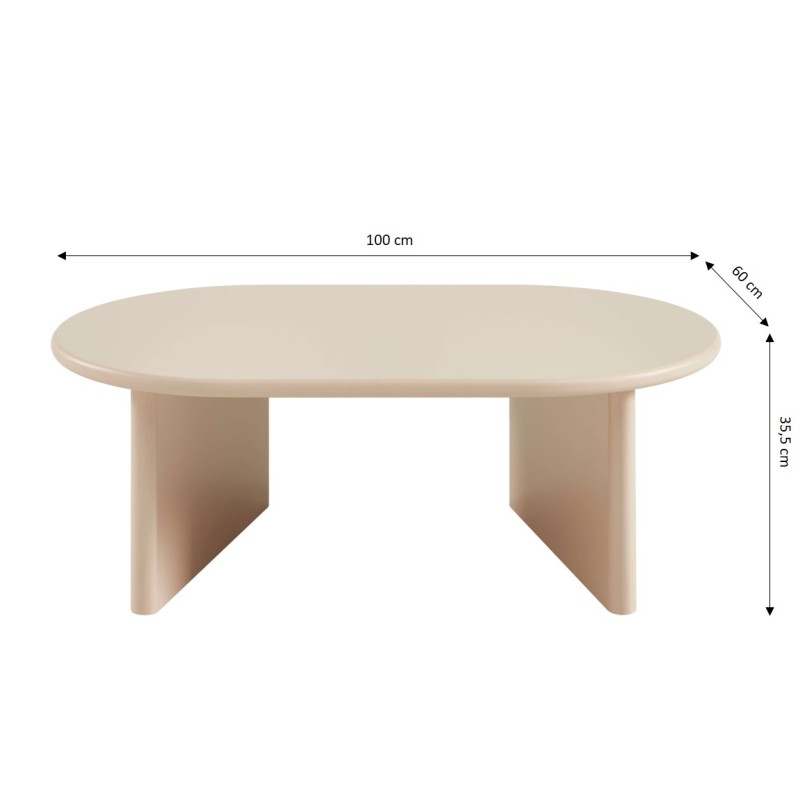 Ovaler Couchtisch KARIA in Beige-Lackoptik