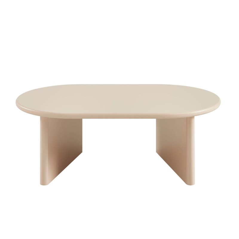 Ovaler Couchtisch KARIA in Beige-Lackoptik