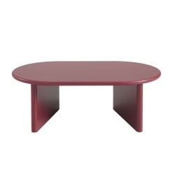 Table basse ovale KARIA effet laqué bordeaux