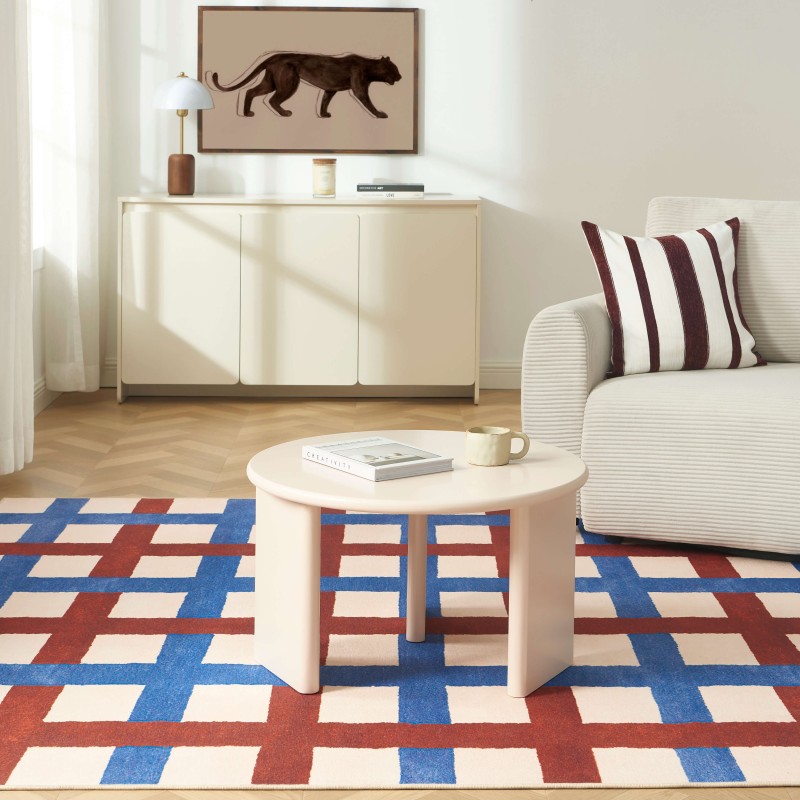 Table basse ronde KARIA effet laqué beige