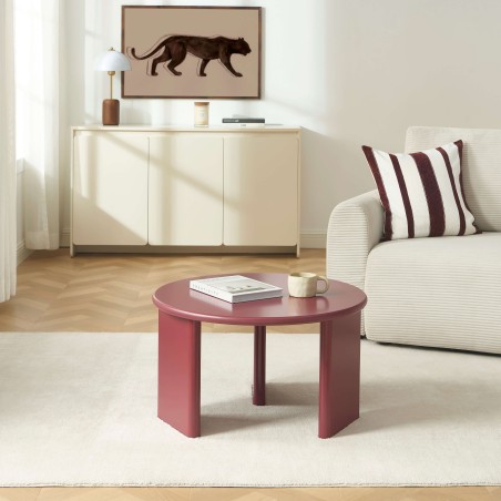 Runder Couchtisch KARIA in Bordeaux-Lackoptik