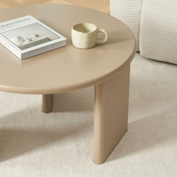 Table basse ronde KARIA effet laqué caramel