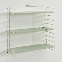 Etagère murale 3 niveaux PANTONE métal vert amande 60,5x20cm