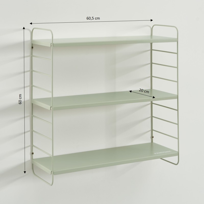 Etagère murale 3 niveaux PANTONE métal vert amande 60,5x20cm