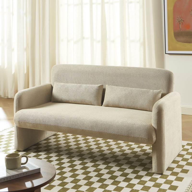Canapé droit fixe OMA 2 places tissu beige