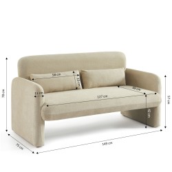 Canapé droit fixe OMA 2 places tissu beige