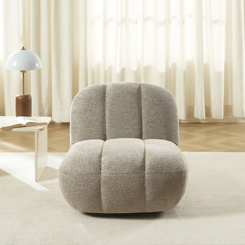 Drehsessel GEMI, 1-Sitzer, beiger Chenille-Stoff