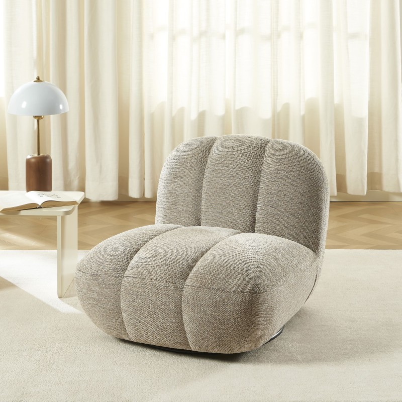 Drehsessel GEMI, 1-Sitzer, beiger Chenille-Stoff