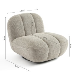 Drehsessel GEMI, 1-Sitzer, beiger Chenille-Stoff