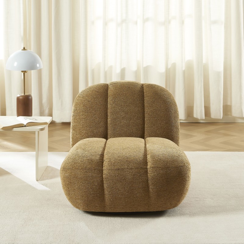 Drehsessel GEMI, 1-Sitzer, gelber Chenille-Stoff