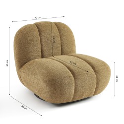 Drehsessel GEMI, 1-Sitzer, gelber Chenille-Stoff