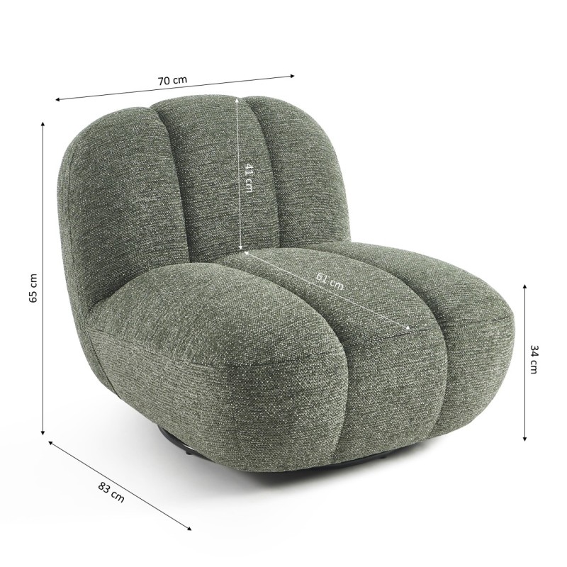 Drehsessel GEMI, 1-Sitzer, Chenille-Stoff, grün