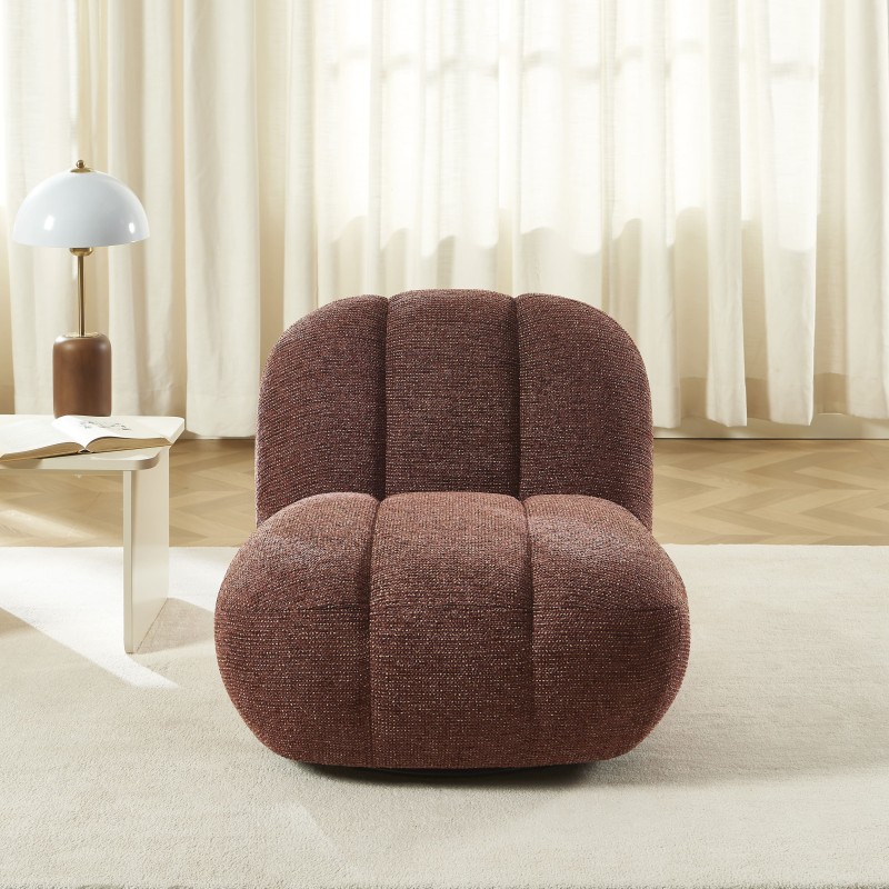 Fauteuil rotatif GEMI 1 place tissu chenille bordeaux