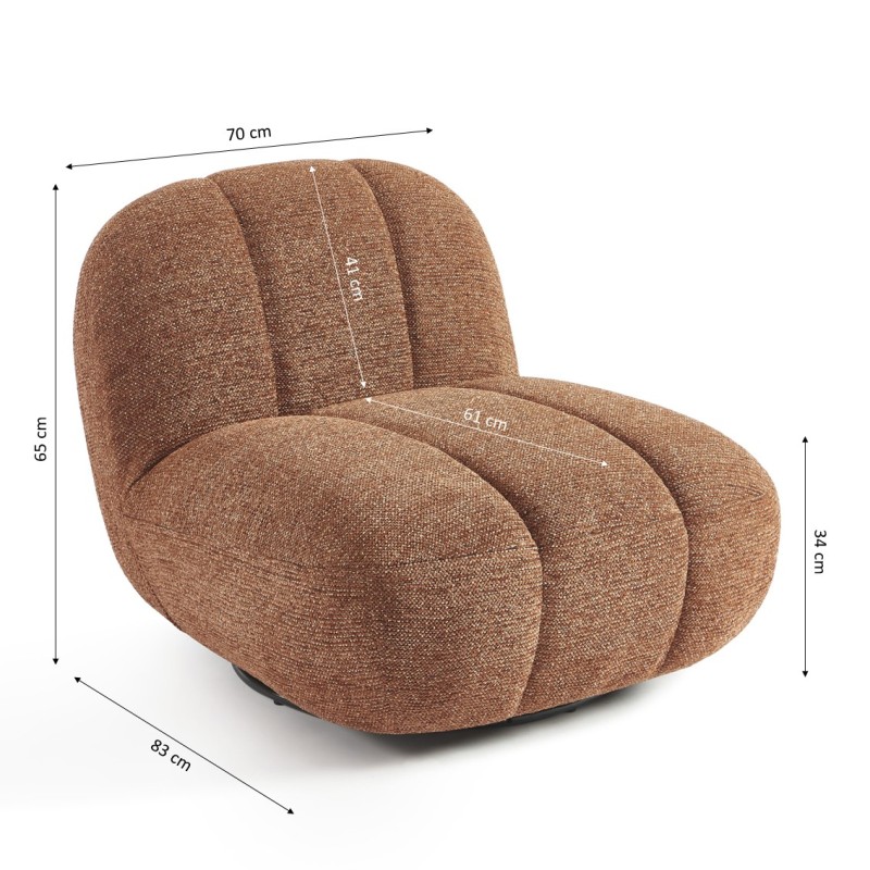 Drehsessel GEMI 1-Sitzer aus Chenille-Stoff in Terrakotta