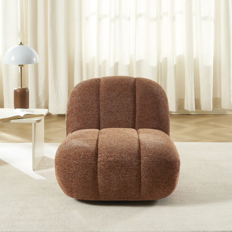 Drehsessel GEMI 1-Sitzer aus Chenille-Stoff in Terrakotta