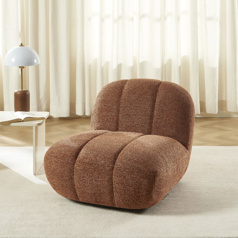 Drehsessel GEMI 1-Sitzer aus Chenille-Stoff in Terrakotta