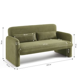 OMA 2-Sitzer-Sofa (feststehend) aus grünem Stoff