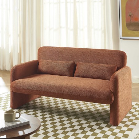 OMA 2-Sitzer-Sofa (feststehend) aus ziegelrotem Stoff