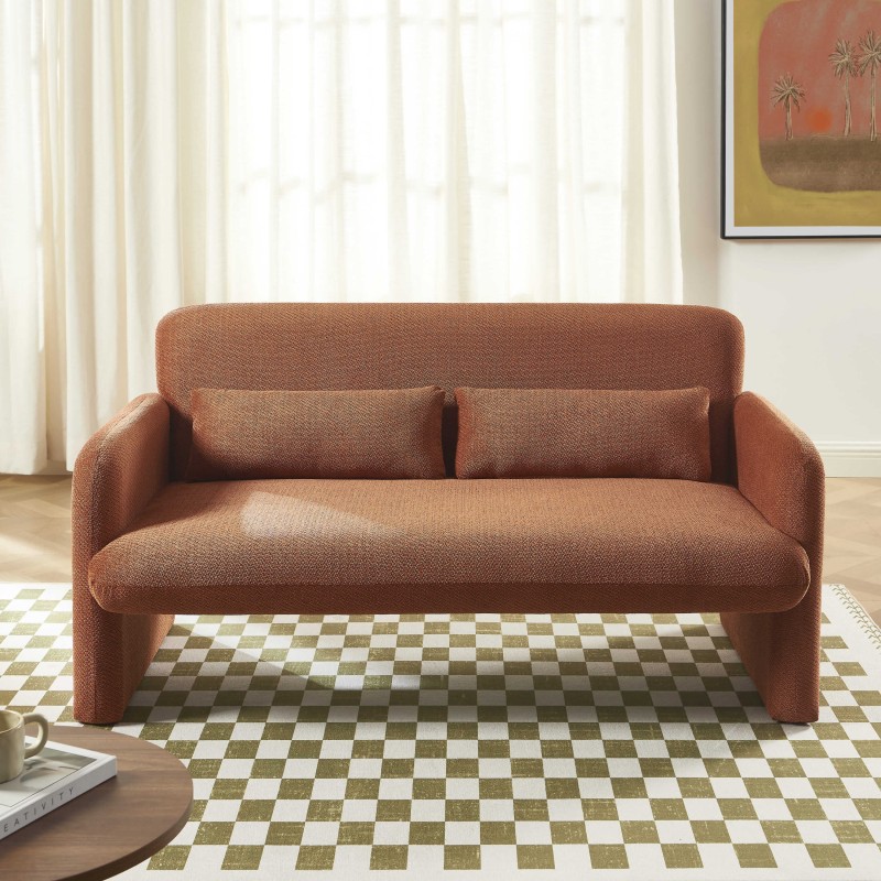 OMA 2-Sitzer-Sofa (feststehend) aus ziegelrotem Stoff