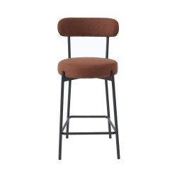 Lot de 2 tabourets de bar NOA tissu terracotta