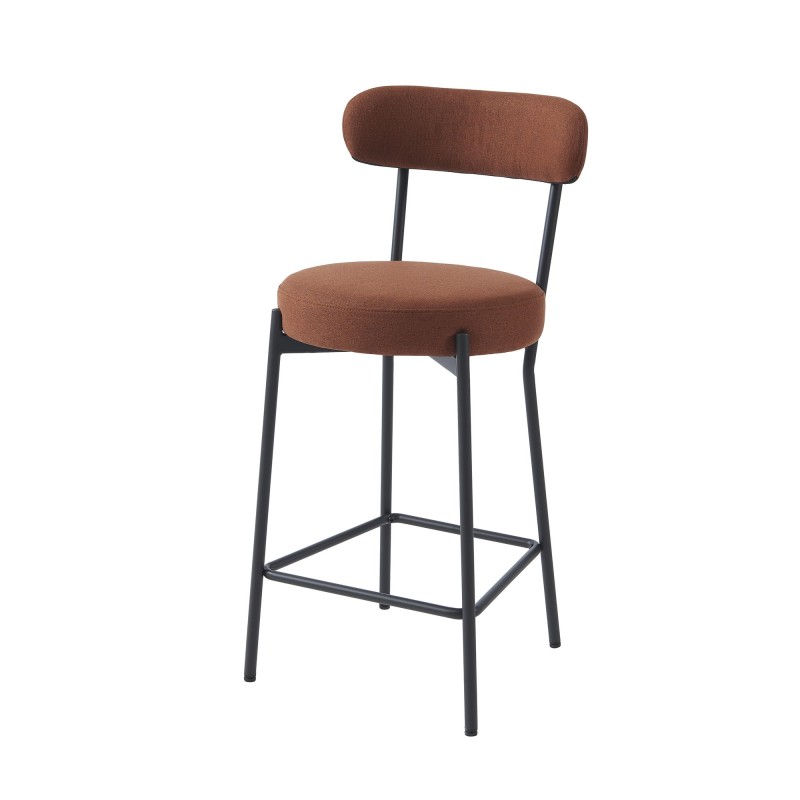 Lot de 2 tabourets de bar NOA tissu terracotta