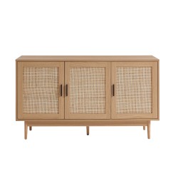Buffet AMANA effet chêne et cannage rotin 130cm