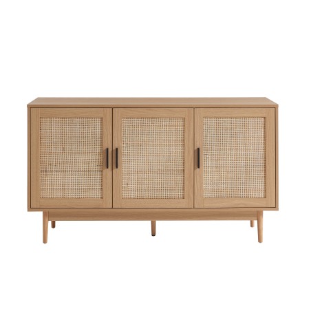 Buffet AMANA effet chêne et cannage rotin 130cm