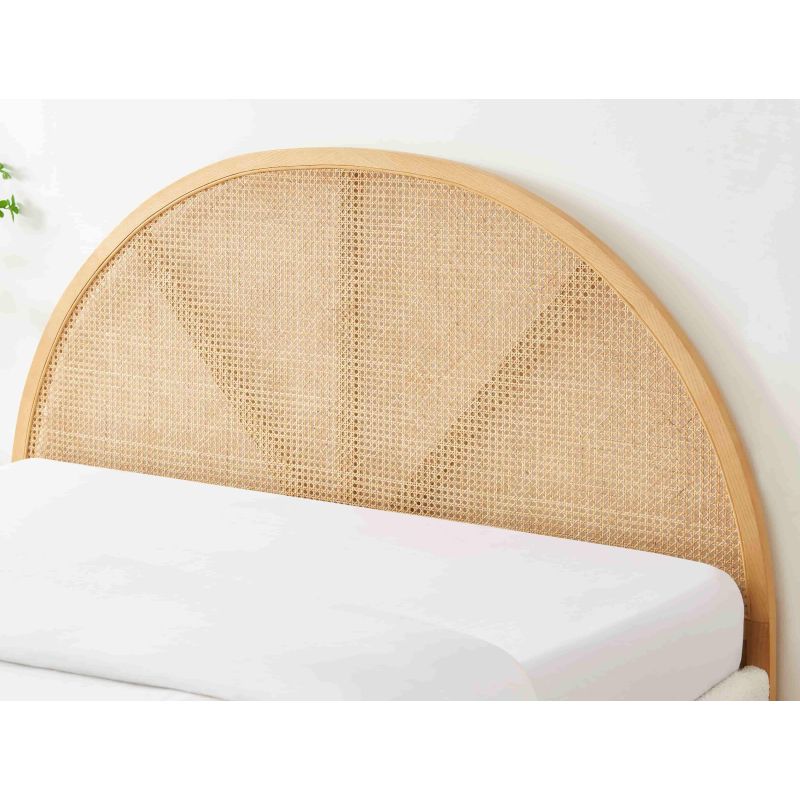 Lit coffre TSUKI bouclette écru et cannge sommier 160x200 inclus