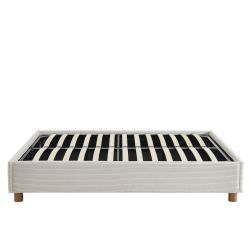 Lit coffre KORALL velours cotelé écru 160x200 sommier inclus