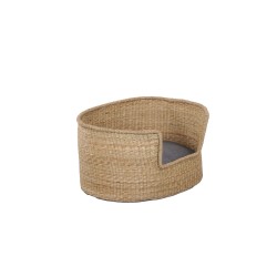 Panier ovale ATLAS pour chien et chat en jonc de mer coussin gris