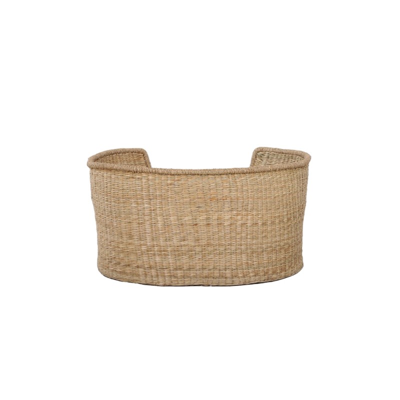 Panier ovale ATLAS pour chien et chat en jonc de mer coussin gris