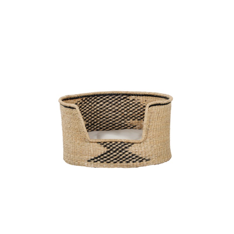Panier ovale APOLLON pour chien et chat en jonc de mer coussin écru