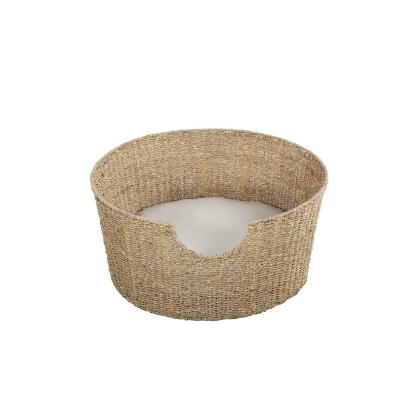 Panier rond  ATHENA pour chien et chat en jonc de mer coussin écru