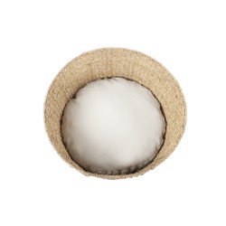 Panier rond  ATHENA pour chien et chat en jonc de mer coussin écru