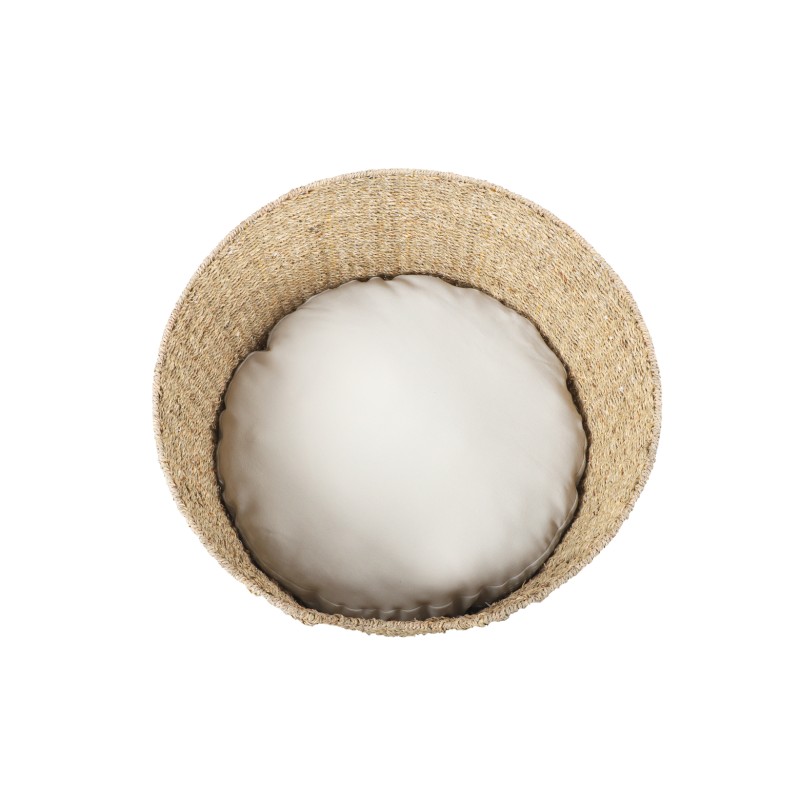 Panier rond  ATHENA pour chien et chat en jonc de mer coussin écru