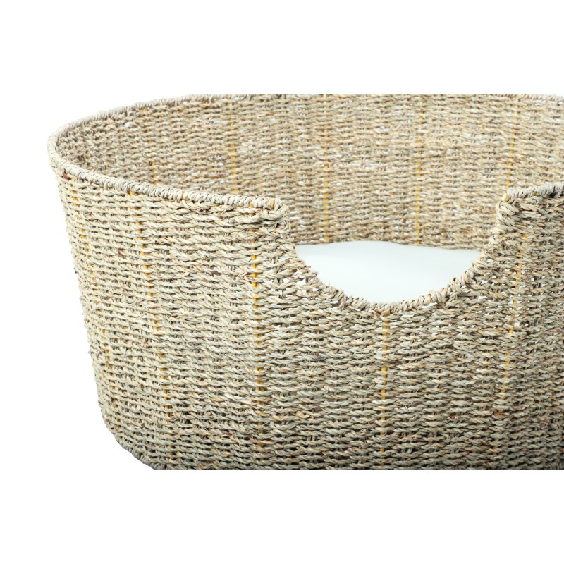 Panier rond  ATHENA pour chien et chat en jonc de mer coussin écru