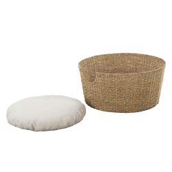 Panier rond  ATHENA pour chien et chat en jonc de mer coussin écru