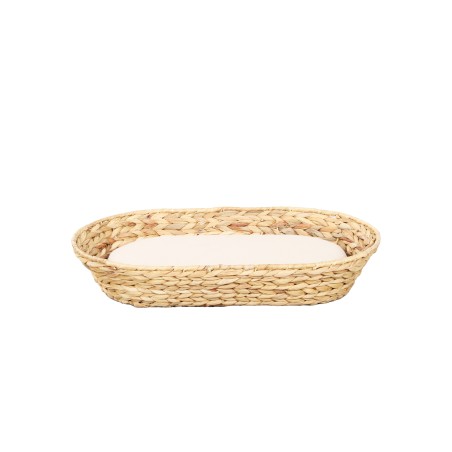 Panier ovale HELIOS pour chien et chat en jacinthe d'eau coussin écru