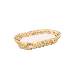 Panier ovale HELIOS pour chien et chat en jacinthe d'eau coussin écru
