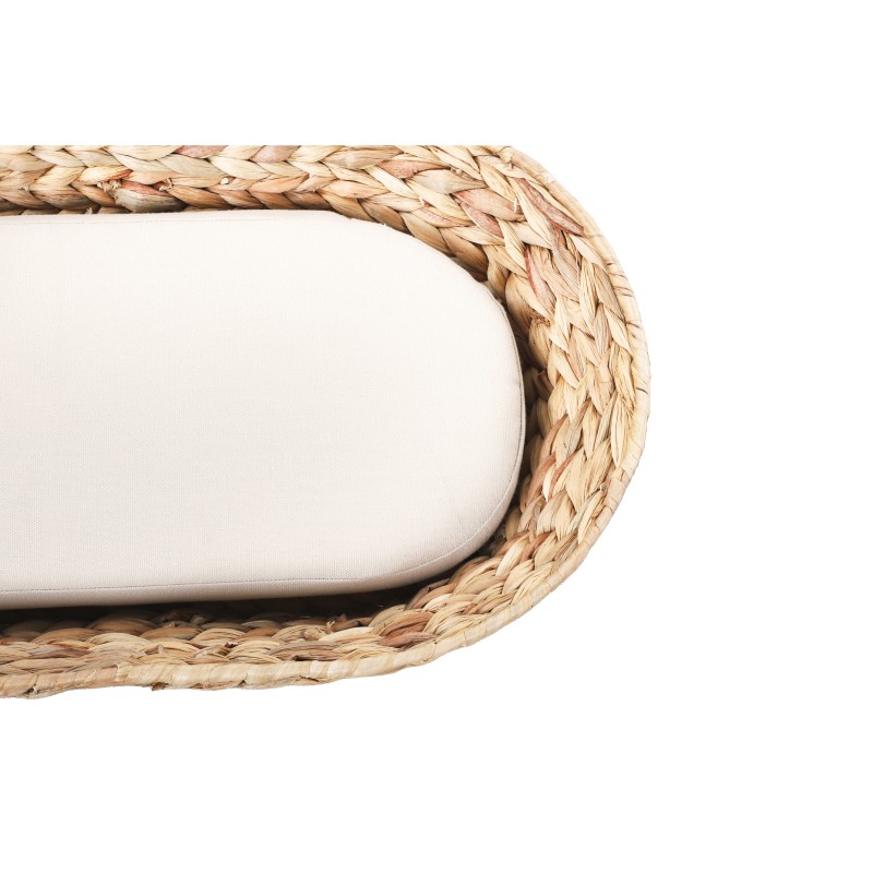 Panier ovale HELIOS pour chien et chat en jacinthe d'eau coussin écru