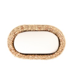 Panier ovale HELIOS pour chien et chat en jacinthe d'eau coussin écru