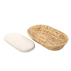 Panier ovale HELIOS pour chien et chat en jacinthe d'eau coussin écru