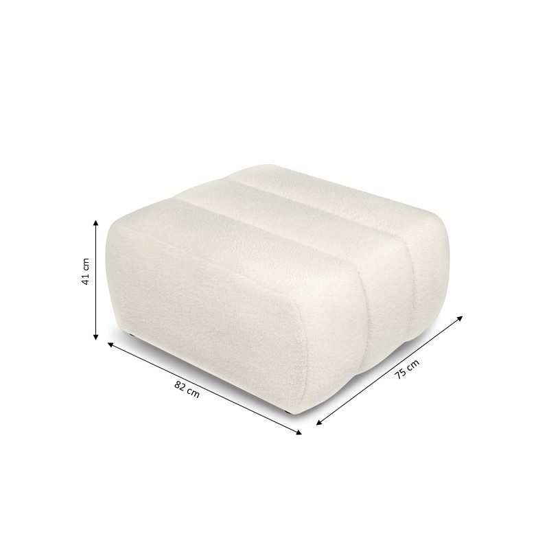 Pouf BELEM tissu bouclette écru