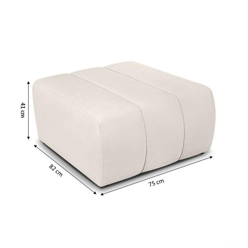 Pouf BELEM tissu chenille écru