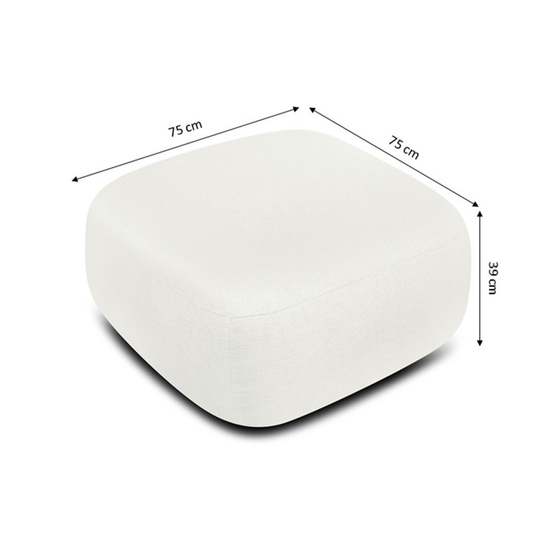 Pouf CARLOTTA tissu chenille écru