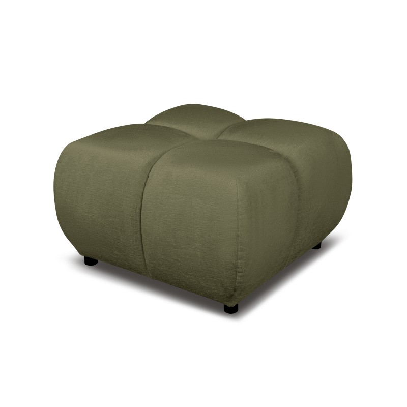 Pouf SORELLA tissu chenille vert kaki